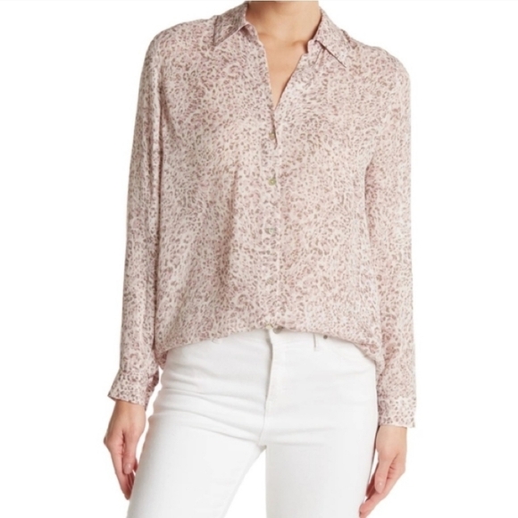 L'AGENCE Kavitalong sleeve chiffon semi sheer Sandalwood Zinnia Beige …
